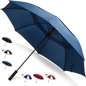 62/68 Inch Automatic Open Golf Umbrella - Extra Large Vented Windproof Waterproof Sturdy Double Canopy