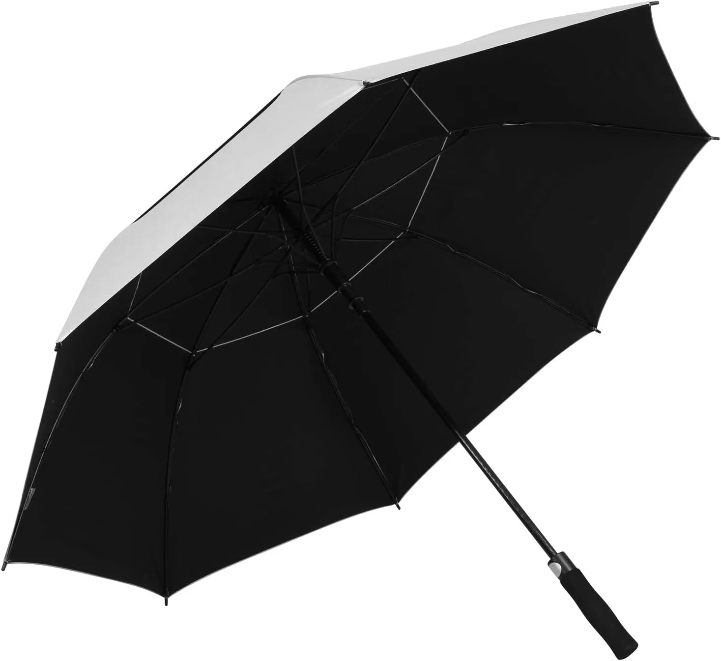 62" & 68" Windproof Large Vented Canopy Golf Umbrella, UPF 50  Patio Umbrella | Sun UV Protection | Keep You Cool (Silver, 62"-Pack-of-2)