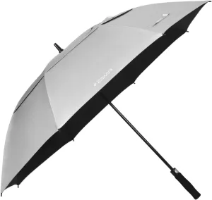 62" & 68" Windproof Large Vented Canopy Golf Umbrella, UPF 50  Patio Umbrella | Sun UV Protection | Keep You Cool (Silver, 68")