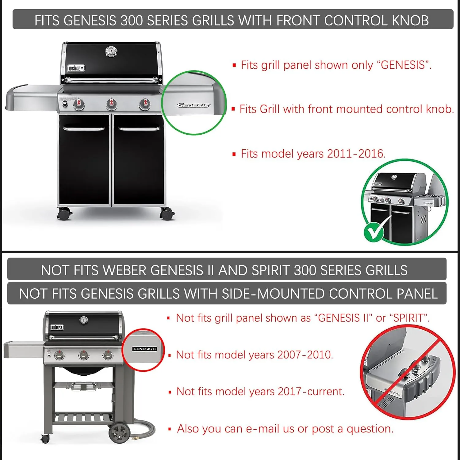 65505 Heat Deflectors 7620 7621 Flavorizer Bars Replacement Parts for Weber Genesis Grill Parts 300 Series with Front Control Knob (2011-2016) E-310 E-320 E-330 S-310 S320 S-330 EP-310 EP-320 EP-330
