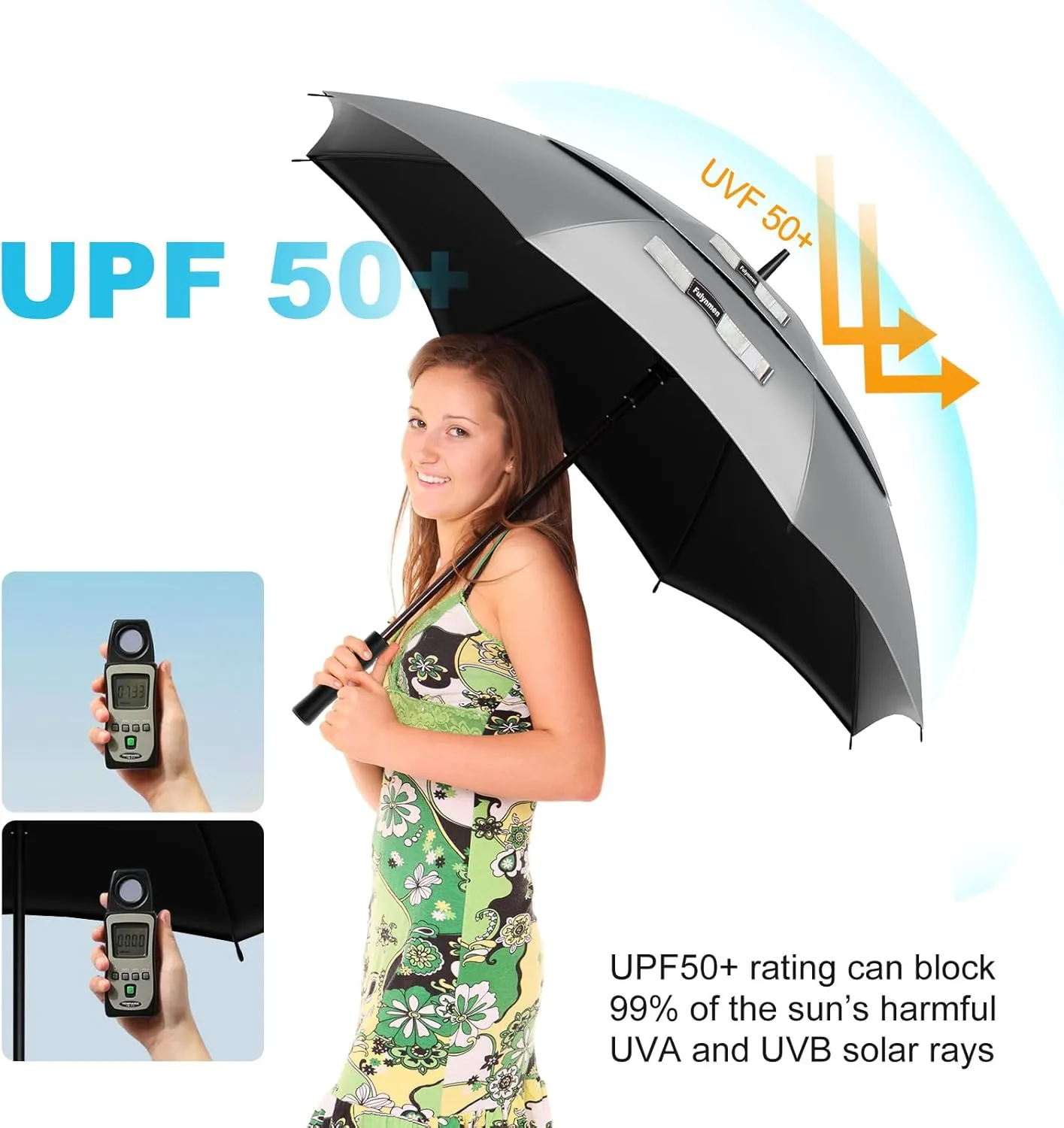 68/62/54 Inch UPF50  Sun Umbrella UV Protection UV Umbrellas for Sun Protections Windproof Large Golf Umbrella Auto Open and Vented Double Canopy Umbrellas for Sun and Rain