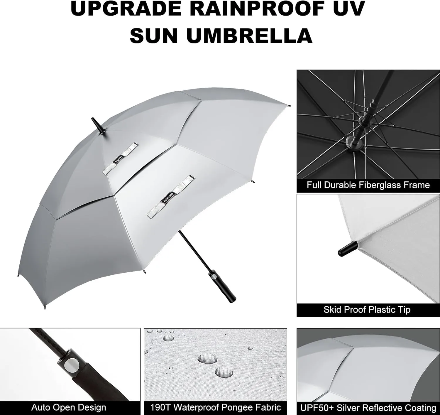 68/62/54 Inch UPF50  Sun Umbrella UV Protection UV Umbrellas for Sun Protections Windproof Large Golf Umbrella Auto Open and Vented Double Canopy Umbrellas for Sun and Rain