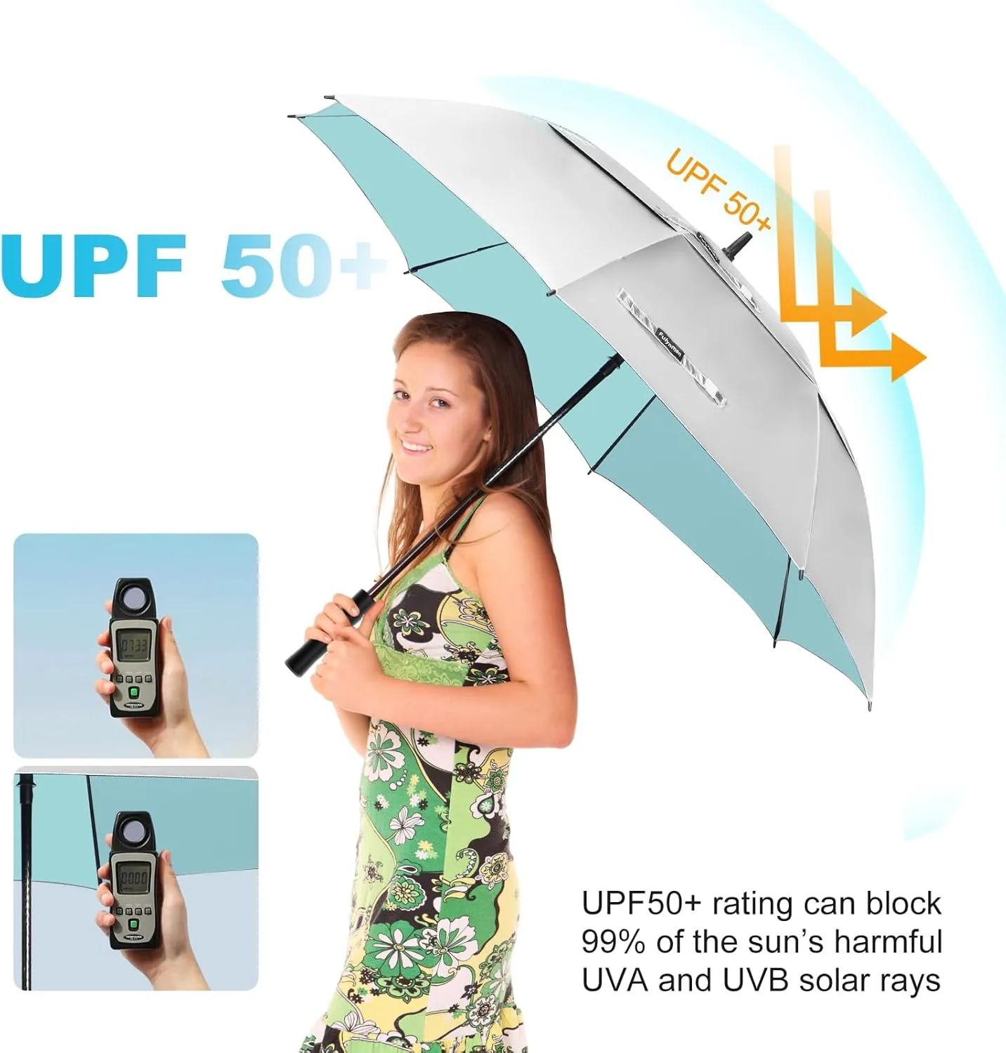 68/62/54 Inch UPF50  Sun Umbrella UV Protection UV Umbrellas for Sun Protections Windproof Large Golf Umbrella Auto Open and Vented Double Canopy Umbrellas for Sun and Rain