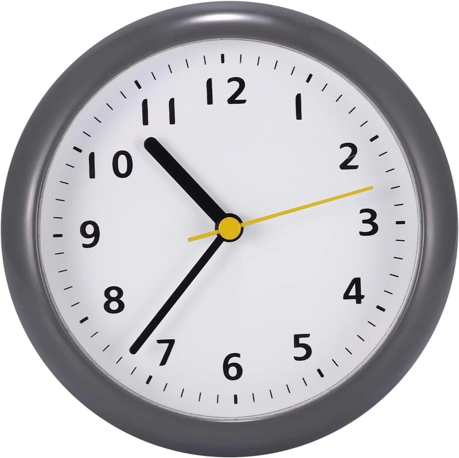 6inch Silent Waterproof Bathroom Clock Shower Clock with Suction Cup Non-Ticking Prevent Mist Wallclock Battery Operated Garden Wall Clock for Bathroom Kitchen Patio Pool (Grey White)
