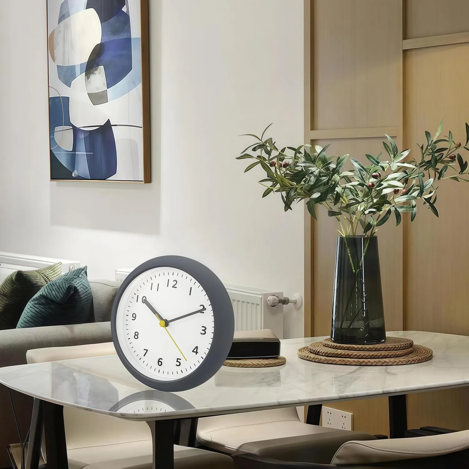 6inch Silent Waterproof Bathroom Clock Shower Clock with Suction Cup Non-Ticking Prevent Mist Wallclock Battery Operated Garden Wall Clock for Bathroom Kitchen Patio Pool (Grey White)