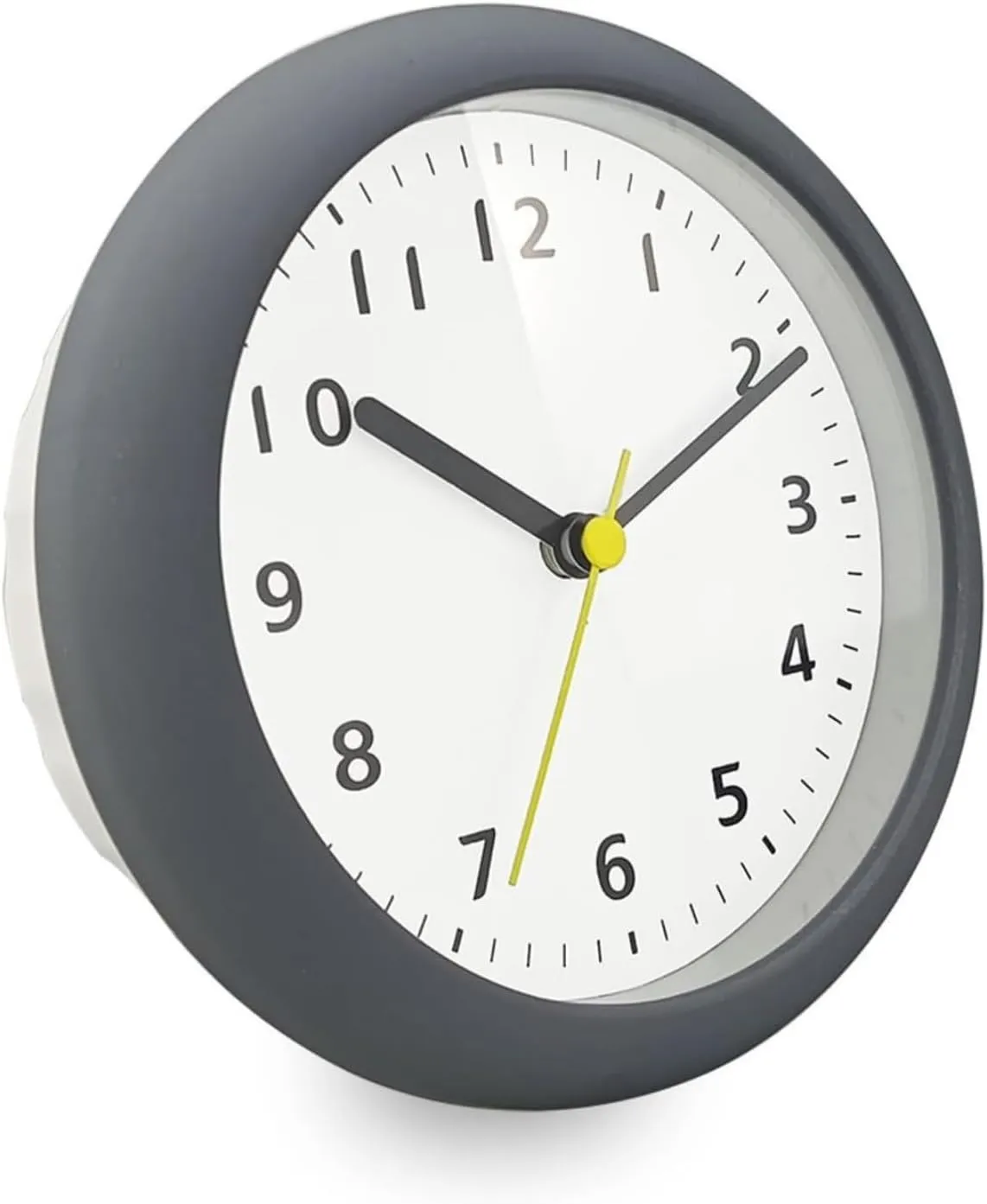 6inch Silent Waterproof Bathroom Clock Shower Clock with Suction Cup Non-Ticking Prevent Mist Wallclock Battery Operated Garden Wall Clock for Bathroom Kitchen Patio Pool (Grey White)