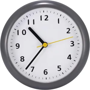 6inch Silent Waterproof Bathroom Clock Shower Clock with Suction Cup Non-Ticking Prevent Mist Wallclock Battery Operated Garden Wall Clock for Bathroom Kitchen Patio Pool (Grey White)