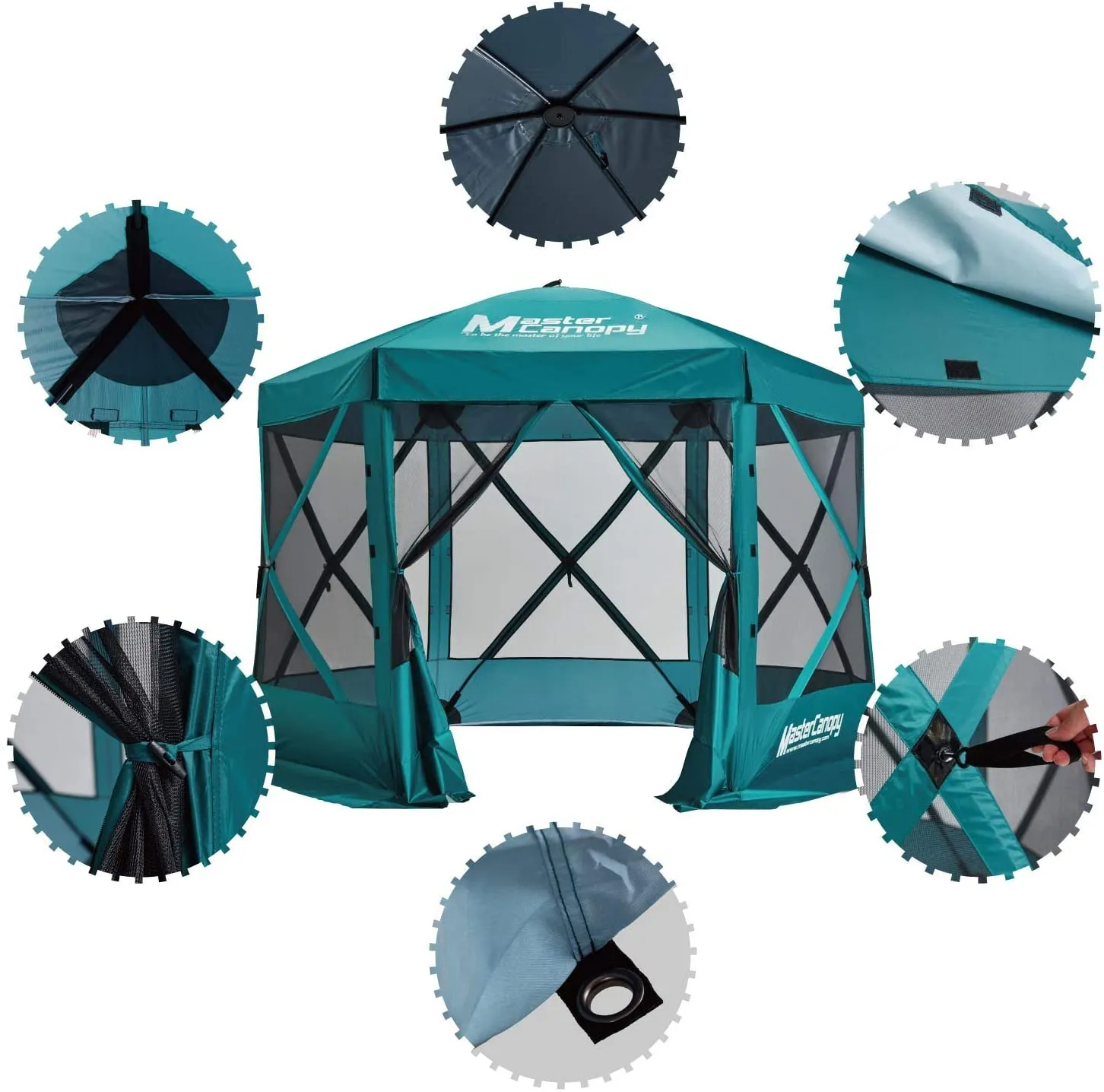 6x6/10x10/12x12/12.5x12.5 Portable Screen House Room Pop up Gazebo Outdoor Camping Tent