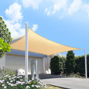 7' x 21' Beige Rectangle Sun Shade Sail Canopy, 95% UV Blockage Awning Shelter Fabric Cloth Screen for Patio Outdoor Backyard - Heavy Duty Commercial Grade (Custom Size - Made in USA)