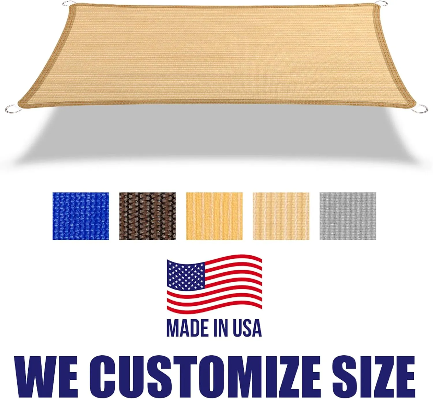 7' x 21' Beige Rectangle Sun Shade Sail Canopy, 95% UV Blockage Awning Shelter Fabric Cloth Screen for Patio Outdoor Backyard - Heavy Duty Commercial Grade (Custom Size - Made in USA)