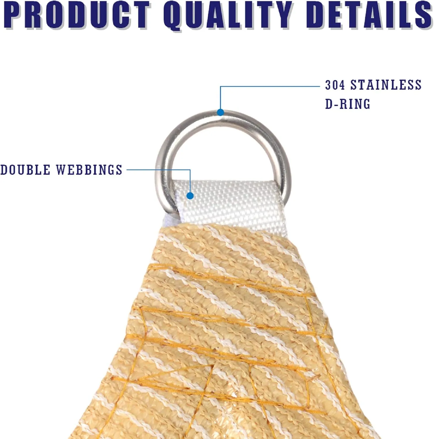 7' x 21' Beige Rectangle Sun Shade Sail Canopy, 95% UV Blockage Awning Shelter Fabric Cloth Screen for Patio Outdoor Backyard - Heavy Duty Commercial Grade (Custom Size - Made in USA)