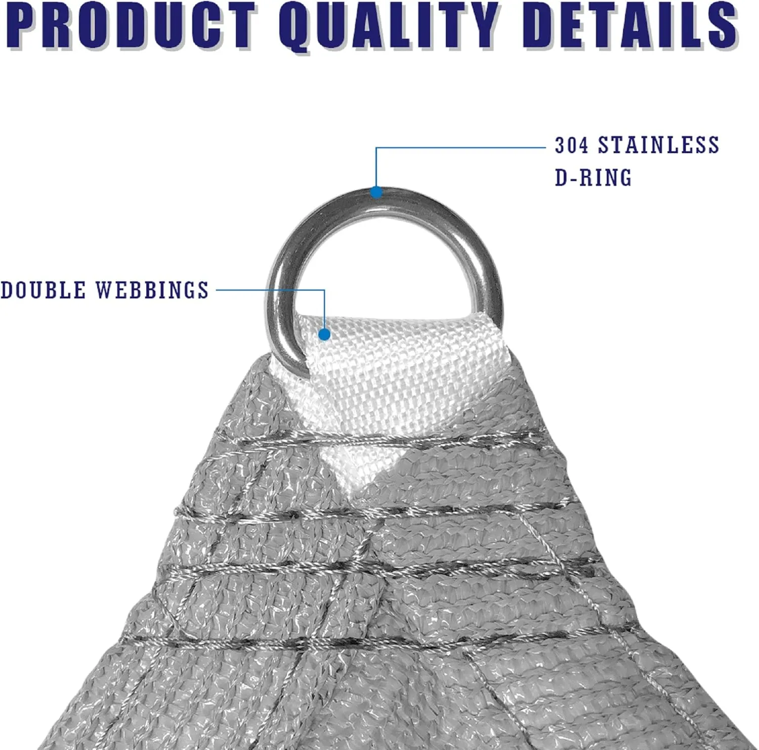 7' x 7' Grey Square Sun Shade Sail Canopy, 95% UV Blockage Awning Shelter Fabric Cloth Screen for Patio Outdoor Backyard - Heavy Duty Commercial Grade (Custom Size - Made in USA)