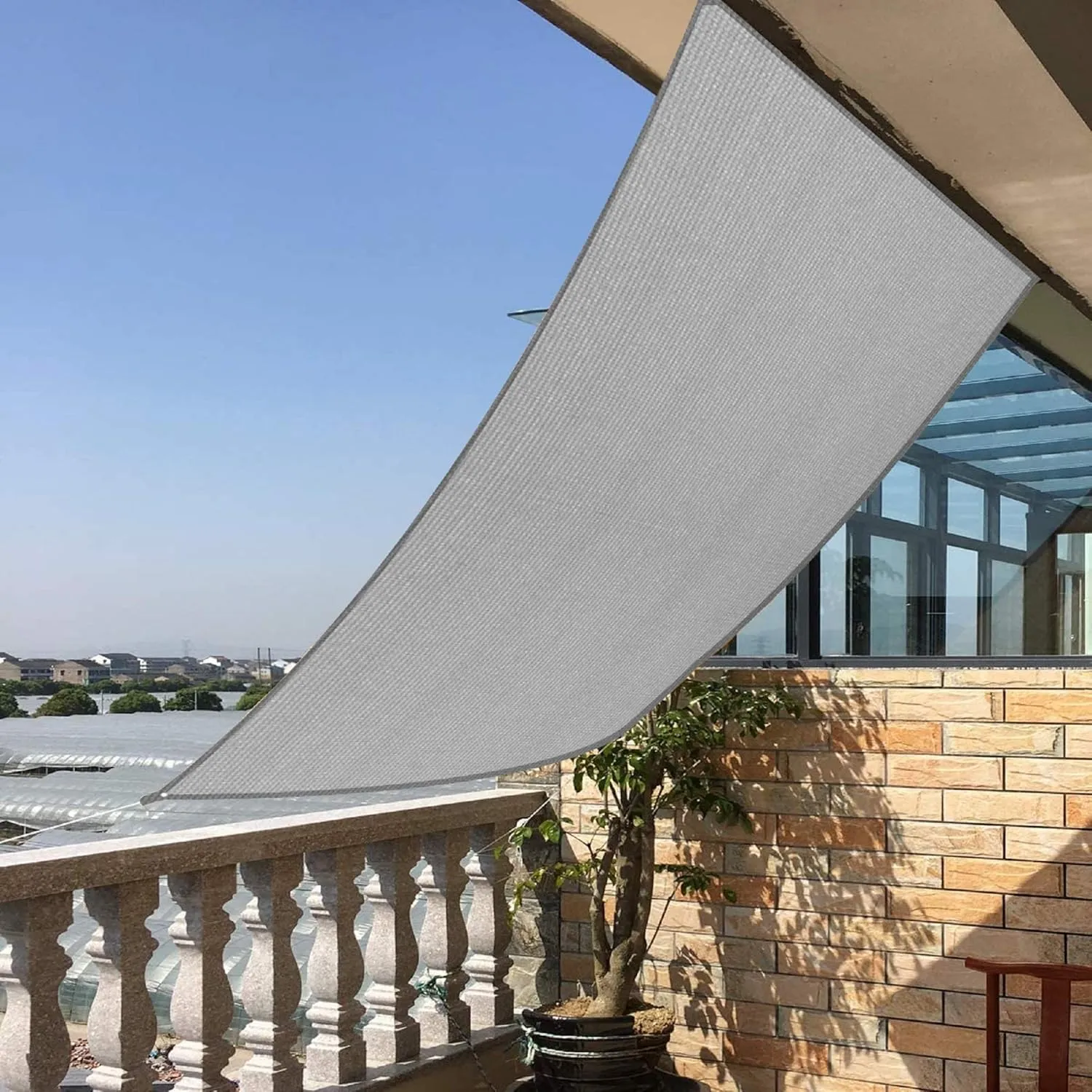 7' x 7' Grey Square Sun Shade Sail Canopy, 95% UV Blockage Awning Shelter Fabric Cloth Screen for Patio Outdoor Backyard - Heavy Duty Commercial Grade (Custom Size - Made in USA)