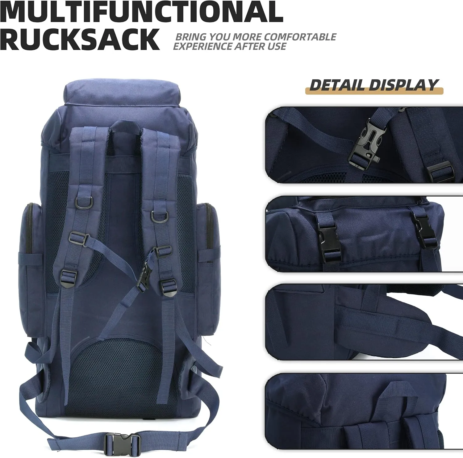 70L Hiking Backpack Military Tactical Camping Adjustable waterproof Climbing Sport Bags
