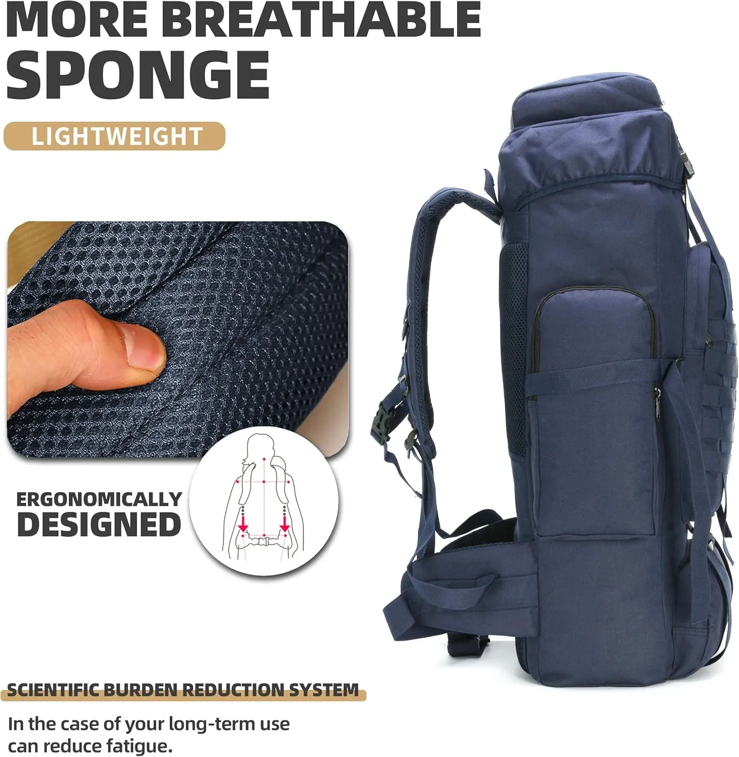 70L Hiking Backpack Military Tactical Camping Adjustable waterproof Climbing Sport Bags
