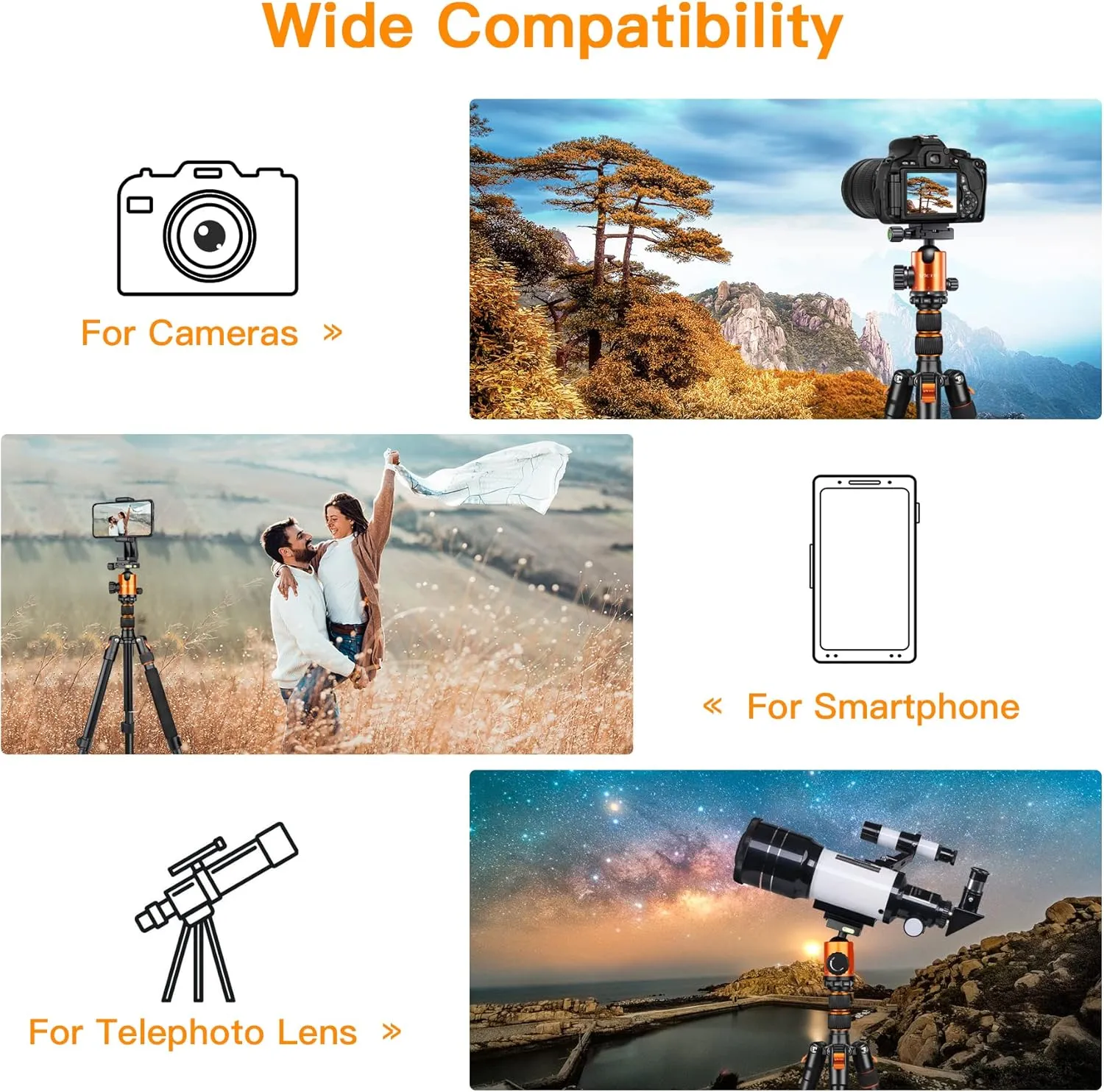 82" Tall Camera Tripod Heavy Duty, Victiv Aluminum DSLR Tripod Monopod for Photography Travel, Professional Camera Stand for Spotting Scope Telescope Binocular