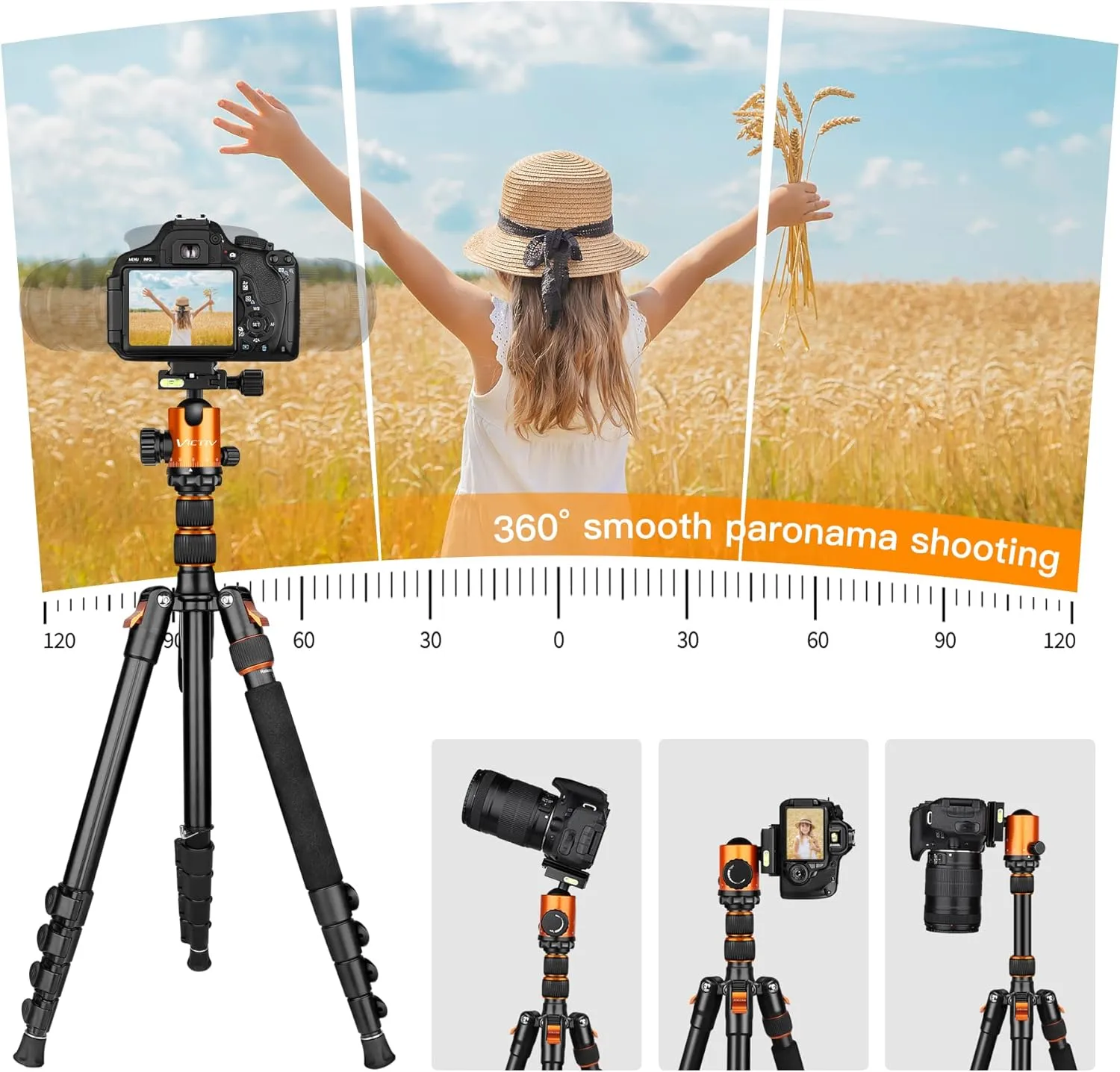 82" Tall Camera Tripod Heavy Duty, Victiv Aluminum DSLR Tripod Monopod for Photography Travel, Professional Camera Stand for Spotting Scope Telescope Binocular