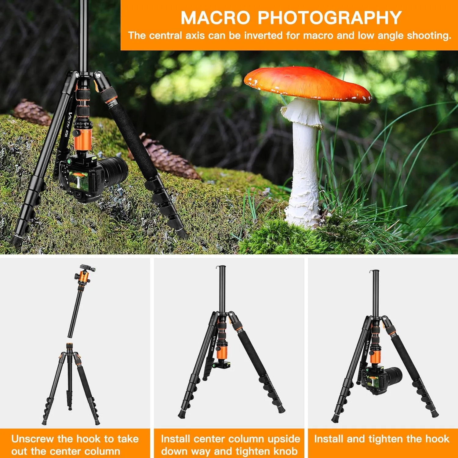 82" Tall Camera Tripod Heavy Duty, Victiv Aluminum DSLR Tripod Monopod for Photography Travel, Professional Camera Stand for Spotting Scope Telescope Binocular