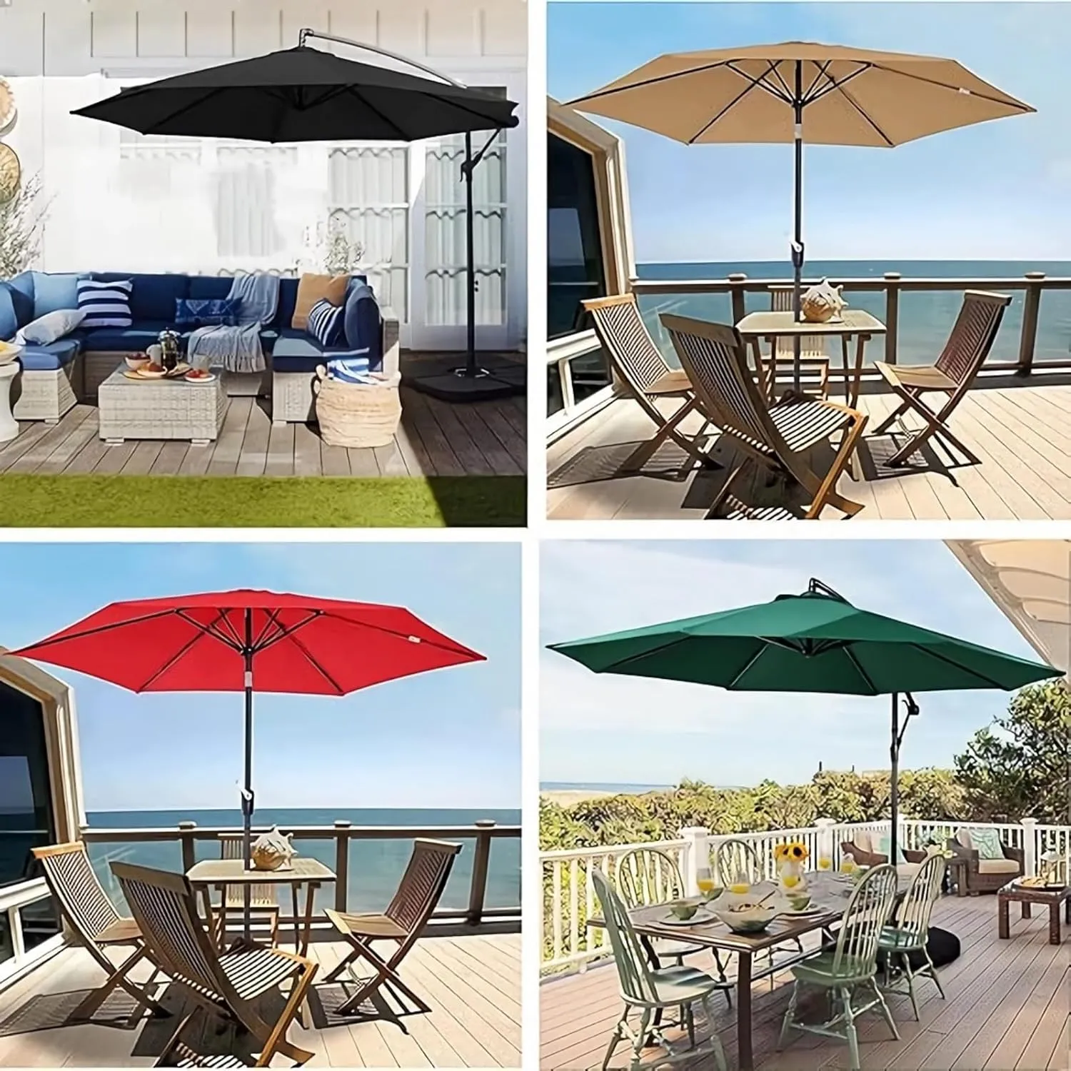 8ribs/6ribs Patio Umbrella Canopy Replacement ⌀9ft/10ft/11ft/13ft/6.5ft/7.5ft/8.2ft Outdoor Umbrella Polyester Top without rib, UV 50  Fade & Tear Resistant for Garden, Lawn, Backyard, Pool