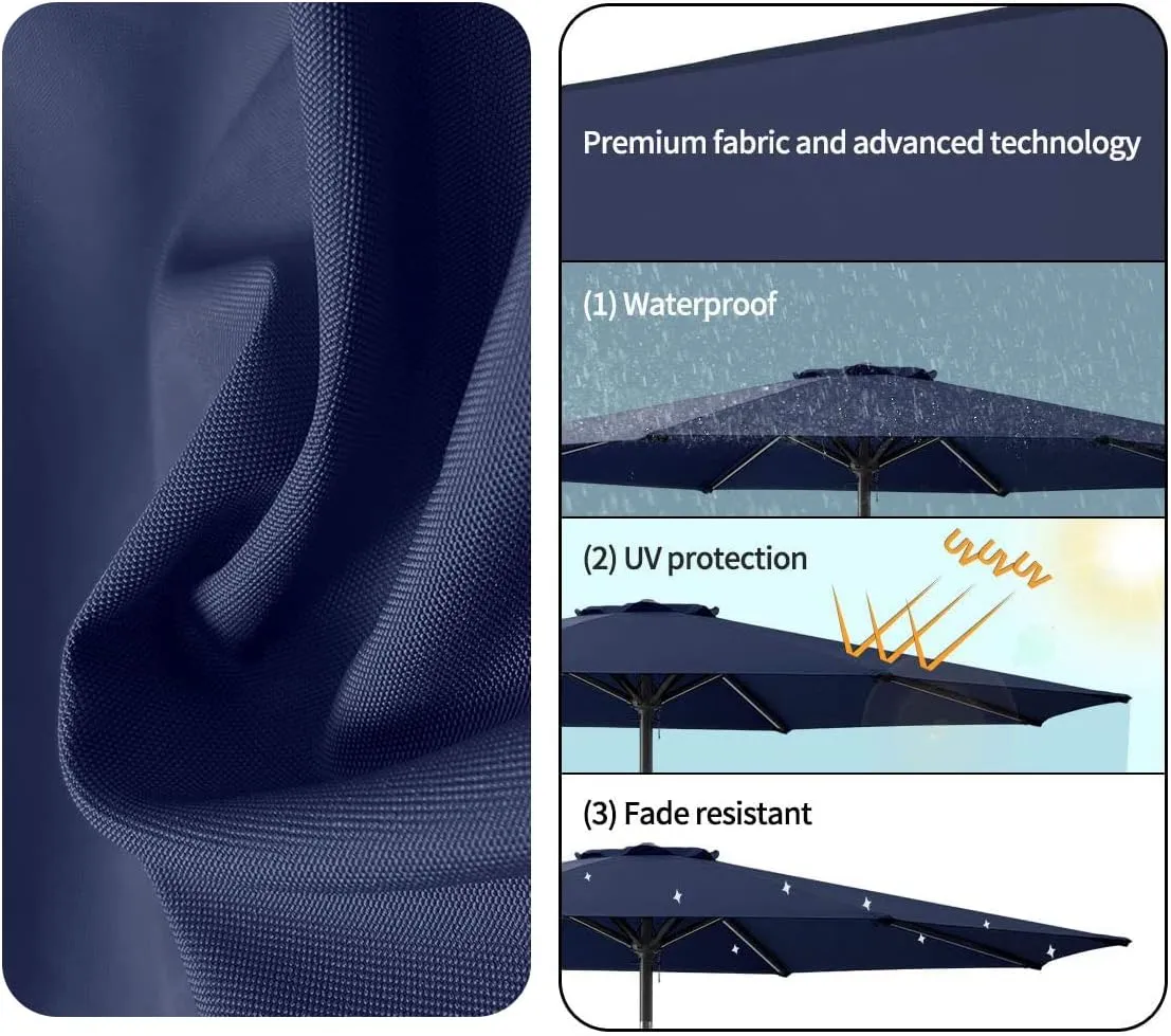 8ribs/6ribs Patio Umbrella Canopy Replacement, Polyester 9ft/10ft/11ft/13ft/6.5ft/7.5ft/8.2ft Outdoor Umbrella Replacement Top, UV 50  Fade & Tear Resistant for Garden, Lawn, Backyard, Pool