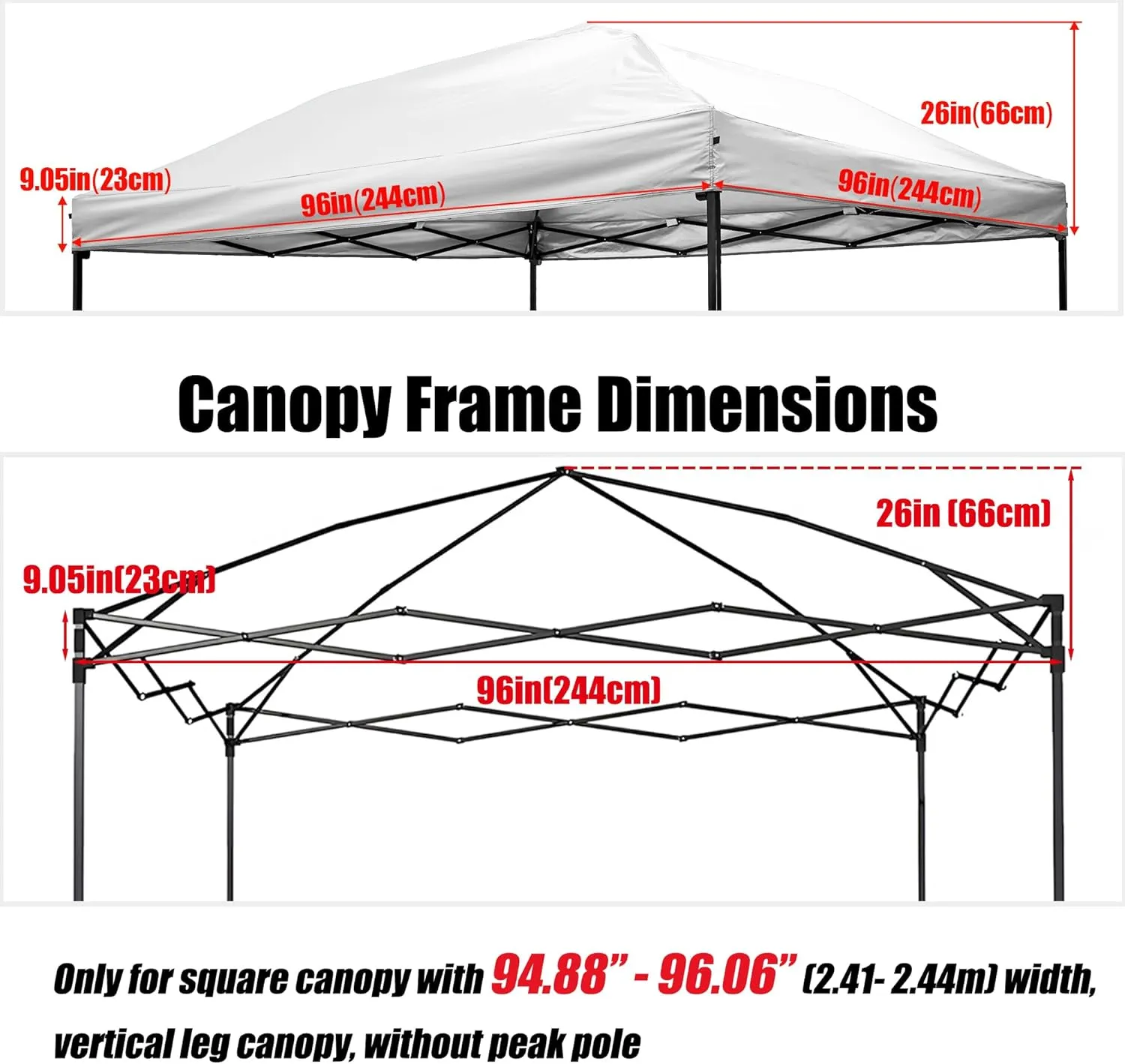 8x8 Canopy Replacement Top, Replacement Cover for 8x8 Pop Up Canopy Tent (Top Cover Only) White