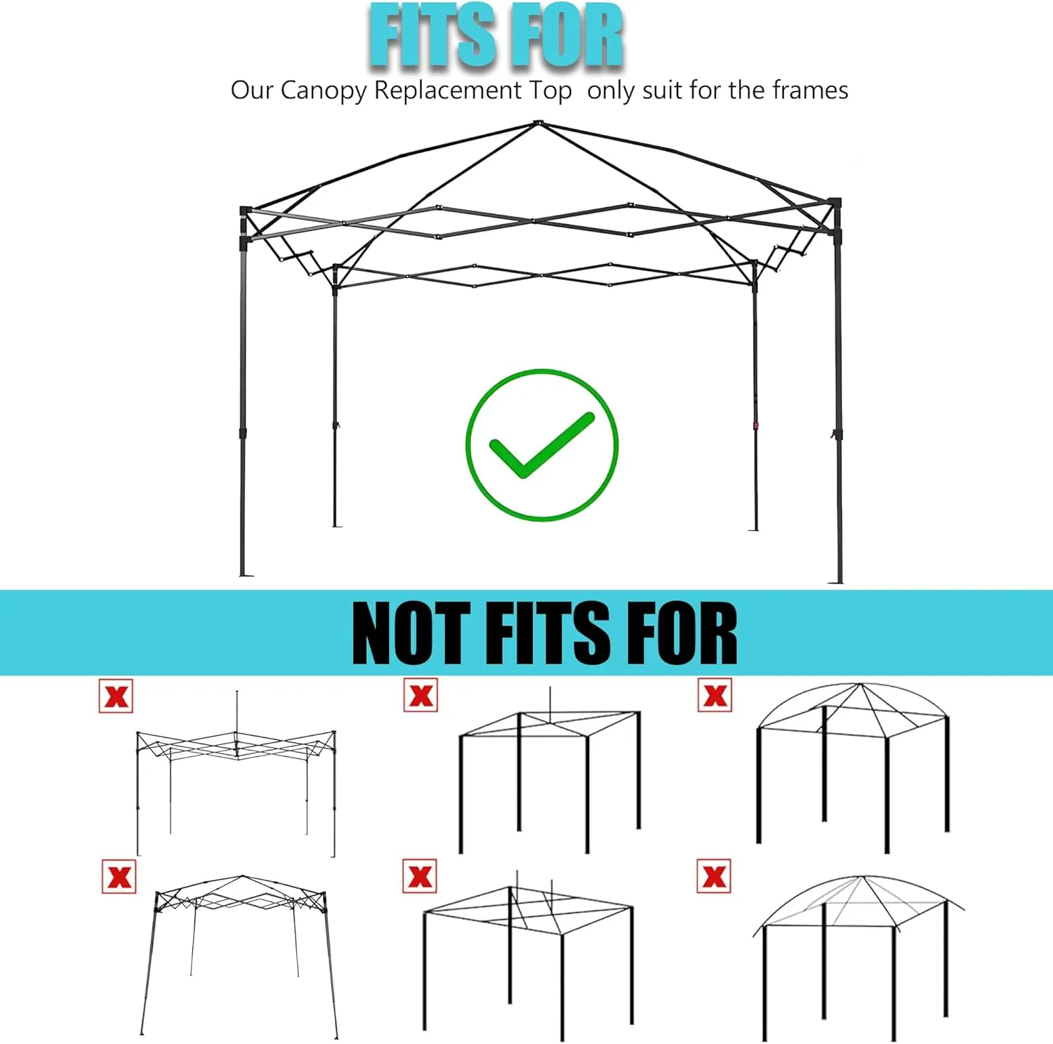 8x8 Canopy Replacement Top, Replacement Cover for 8x8 Pop Up Canopy Tent (Top Cover Only) White