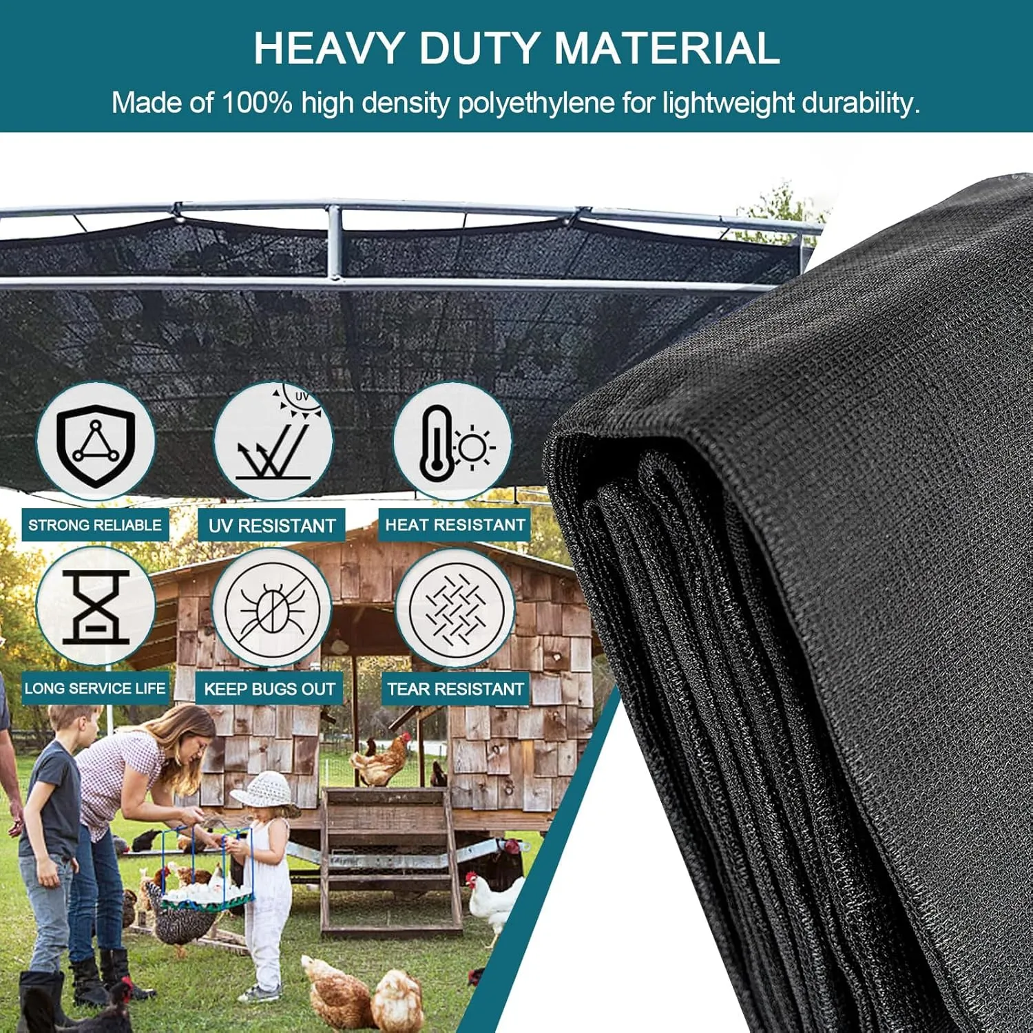 90% Shade Cloth, 20x20 FT Shade Mesh Tarp with Grommets, Black Outdoor Sunblock Shade Cloth Cover for Plants, Greenhouse, Patio, Chicken Coop, Sun Shade Net,6.5x26ft/200x800cm