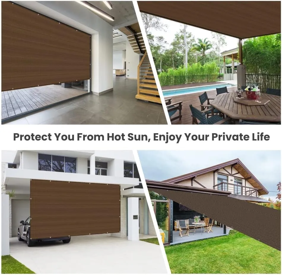 90% Shade Cloth Sun Fabric Privacy Screen Cover for Patio Garden Pergola Canopy with Gromments (Mocha, 8X10 FT)