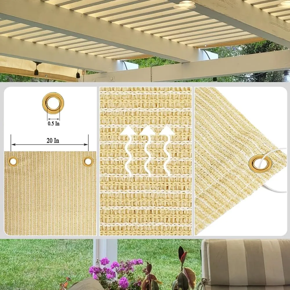 90% Sun Shade Cloth, 12x24ft Pergola Shade Cover with Reinforced Grommets, Shade Fabric Privacy Screen Cover Canopy with UV Protection for Pergola, Patio, Garden, Porch, Deck, Backyard