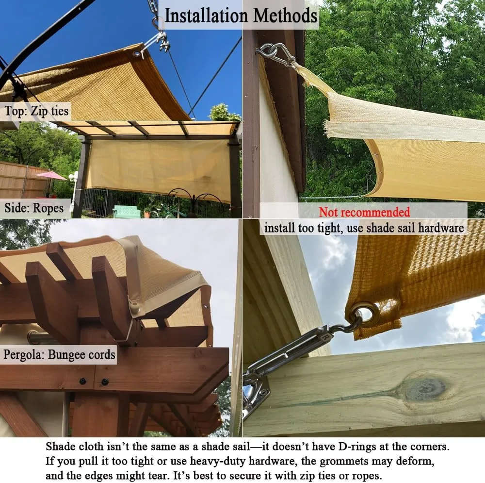 90% Sun Shade Cloth, 12x24ft Pergola Shade Cover with Reinforced Grommets, Shade Fabric Privacy Screen Cover Canopy with UV Protection for Pergola, Patio, Garden, Porch, Deck, Backyard