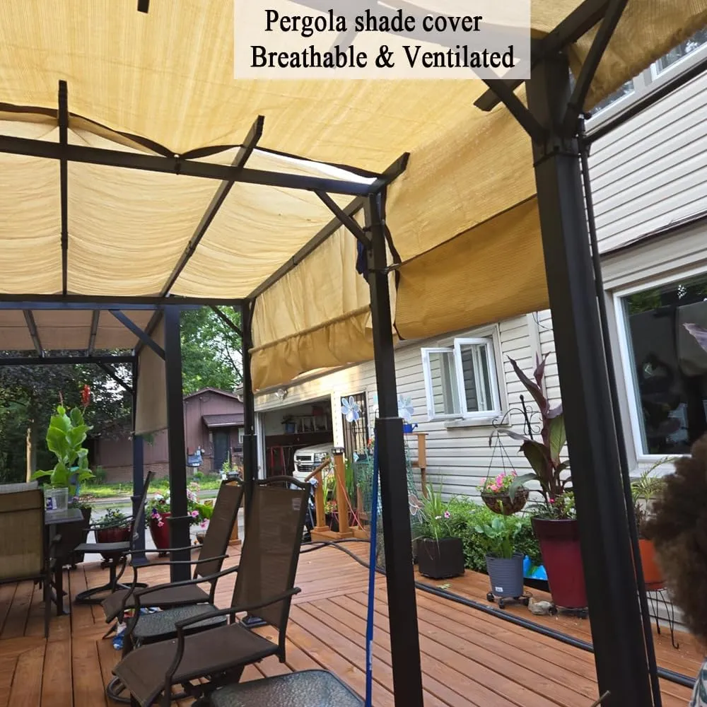 90% Sun Shade Cloth, 12x24ft Pergola Shade Cover with Reinforced Grommets, Shade Fabric Privacy Screen Cover Canopy with UV Protection for Pergola, Patio, Garden, Porch, Deck, Backyard