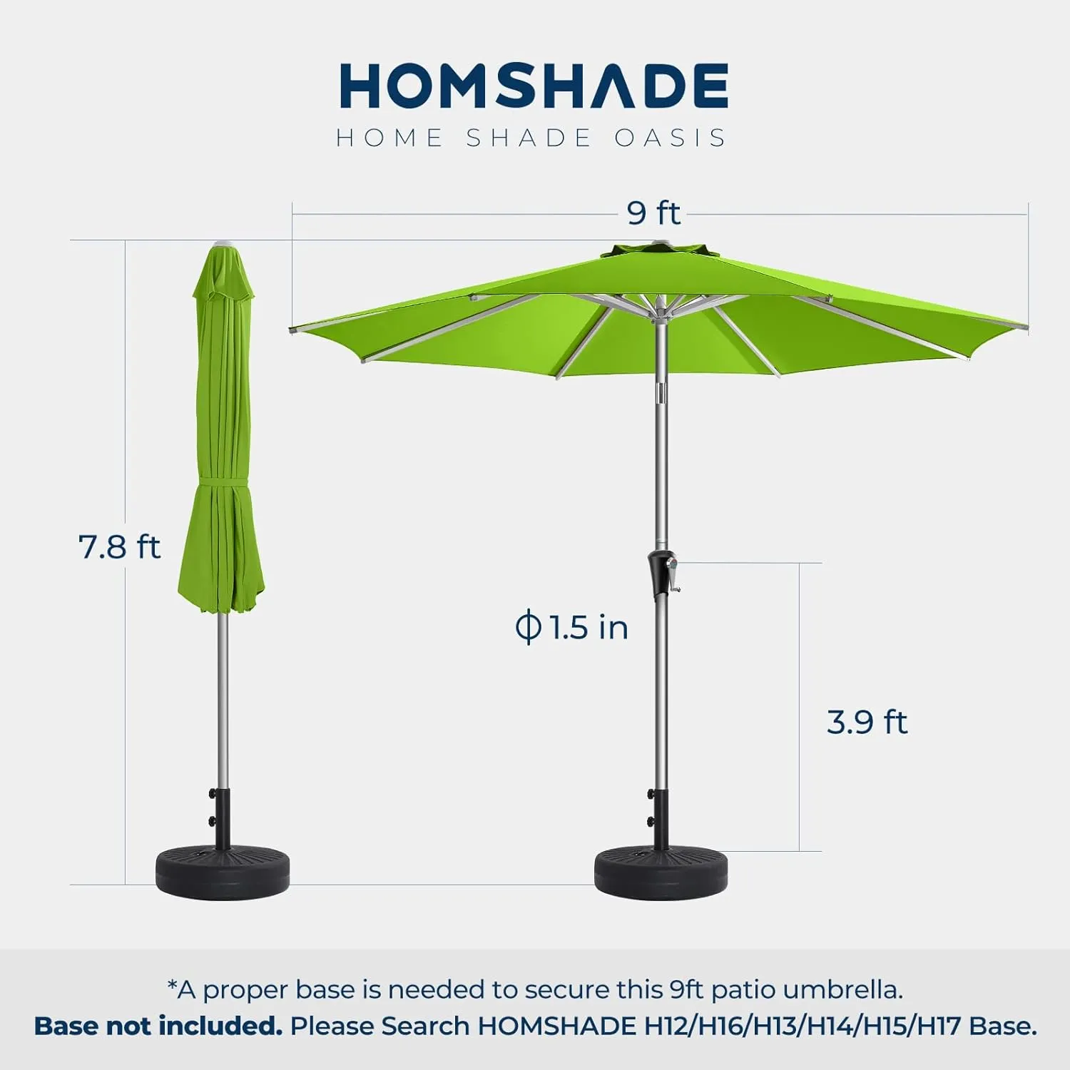 9ft Outdoor Patio Umbrella - Market Table Aluminum Umbrella, 5-Year Fade Resistant - UPF50  UV Protection with Push Button Tilt, Crank for Pool Deck and Garden (Lime Green)