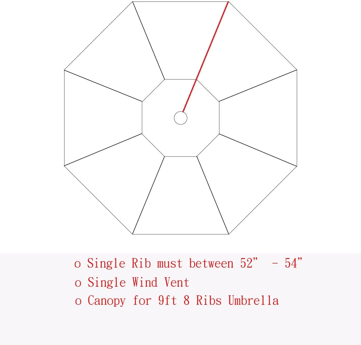 9ft Sunbrella Universal Patio Umbrella Replacement Canopy Cover- Fitx 8 Ribs Umbrella