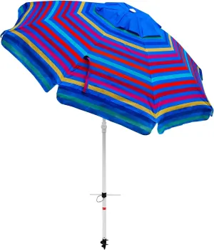 Abba Patio 7ft Beach Umbrella with Adjustable Tilt, UPF 30  Protection, Carry Bag, Heavy Duty Outdoor Sun Shade for Pool, Garden, Patio and Beach, Colored Stripe