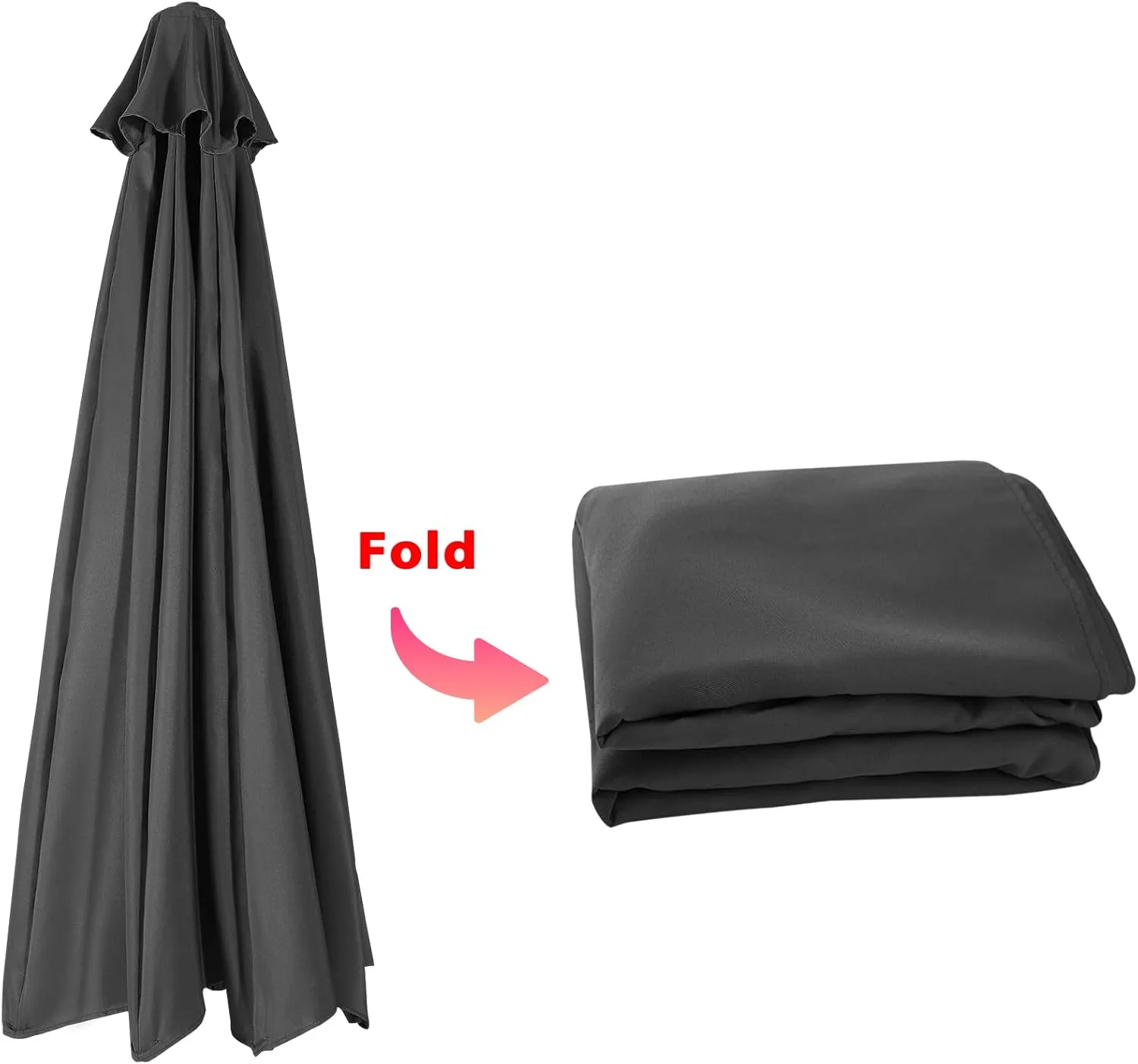 ABCCANOPY 9ft Outdoor Umbrella Replacement Top Suit 8 Ribs (Dark Gray)