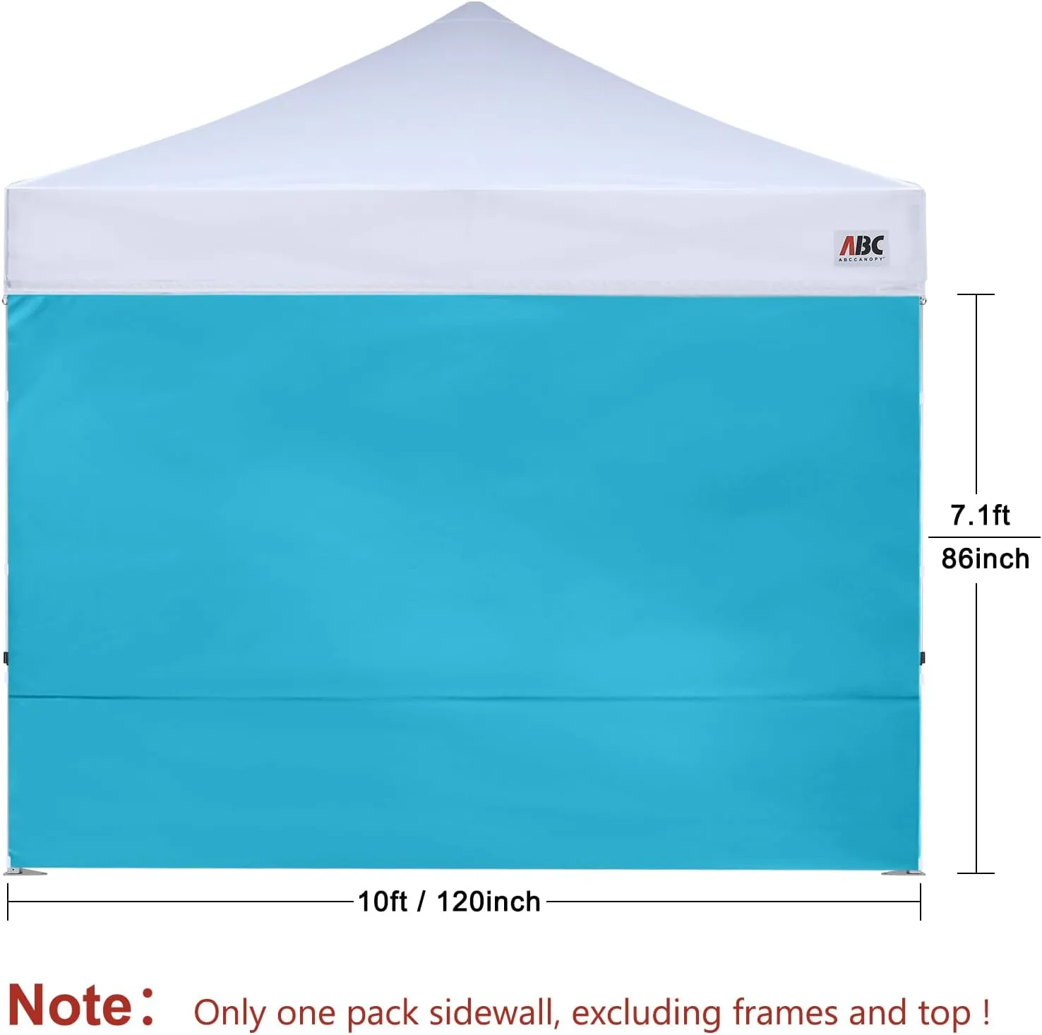 ABCCANOPY Instant Canopy SunWall 10x10 FT, 1 Pack Sidewall Only, No Frame or Top, Sky Blue