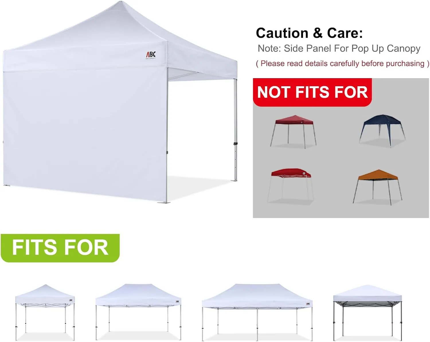 ABCCANOPY Instant Canopy SunWall 10x15 FT, 1 Pack Sidewall Only, No Frame or Top, Red