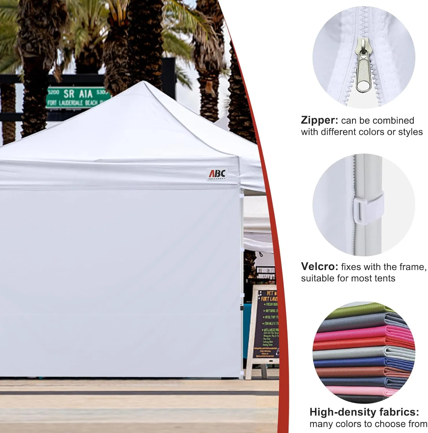 ABCCANOPY Instant Canopy SunWall 10x15 FT, 1 Pack Sidewall Only, No Frame or Top, Red