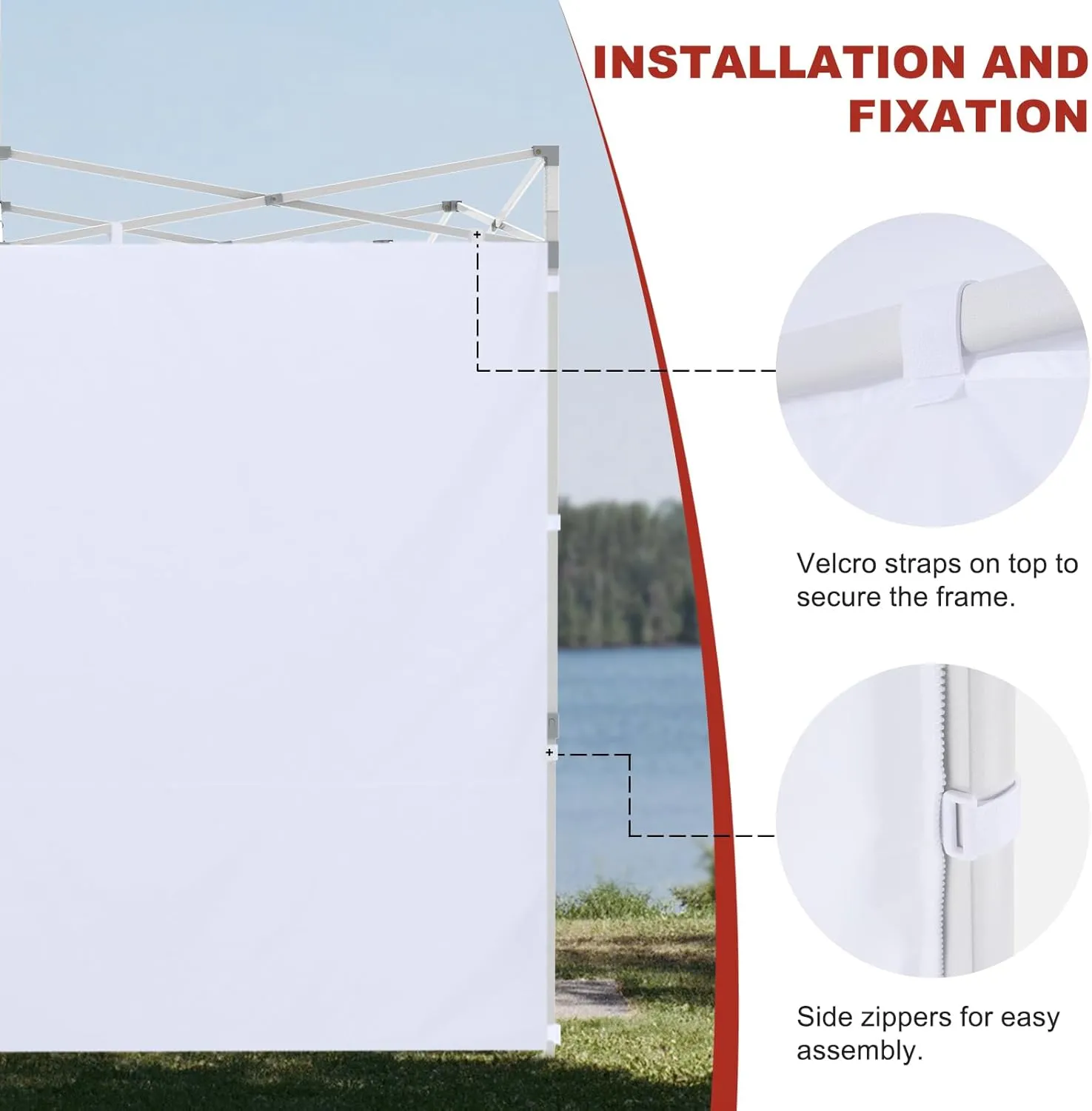 ABCCANOPY Instant Canopy SunWall 10x15 FT, 1 Pack Sidewall Only, No Frame or Top, Red