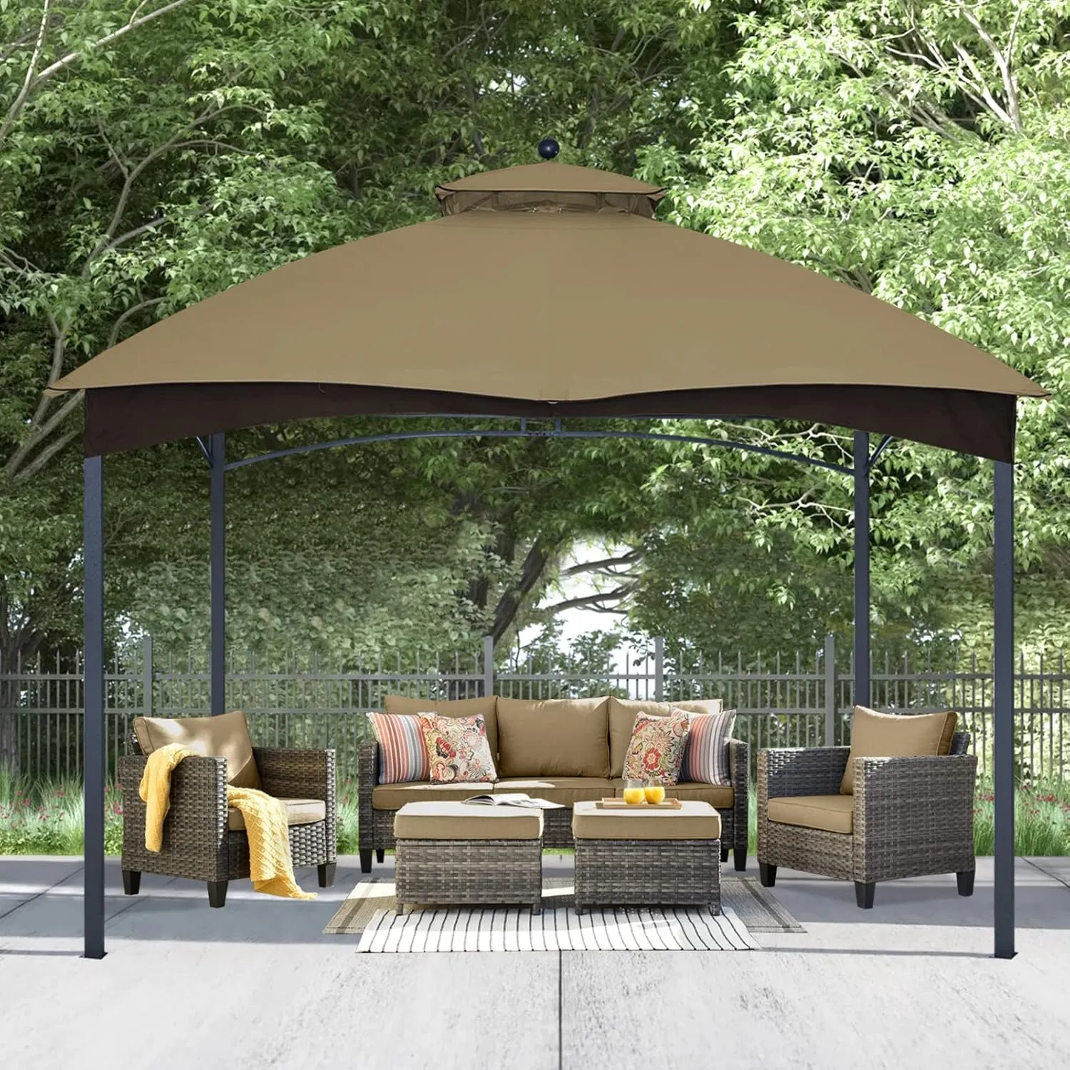 ABCCANOPY Riplock Gazebo Replacement Canopy Top for Lowe's Allen Roth #GF-12S004B-1, Khaki