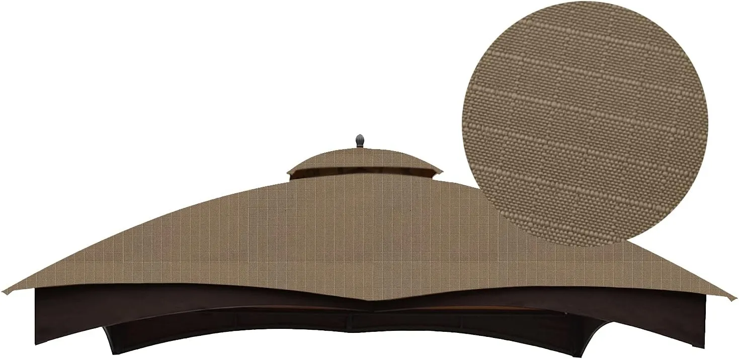 ABCCANOPY Riplock Gazebo Replacement Canopy Top for Lowe's Allen Roth #GF-12S004B-1, Khaki