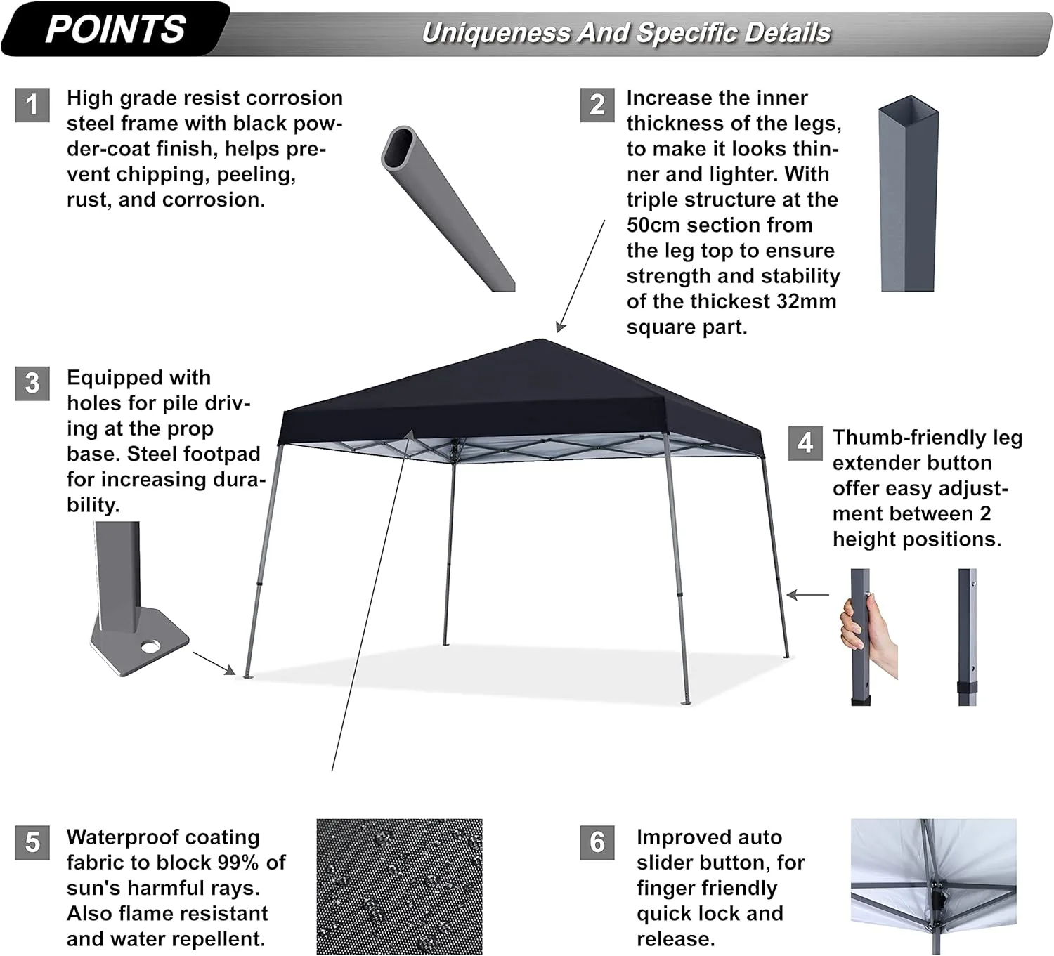 ABCCANOPY Stable Pop up Outdoor Canopy Tent, Black