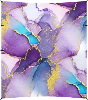 Abstract Watercolor Purple Marble Tent Beach Canopy Sun Shade Outdoor Patio Family Travel Camping Sun Shelter Windproof with Sandbags Anchor 9.2 × 10.5 FT