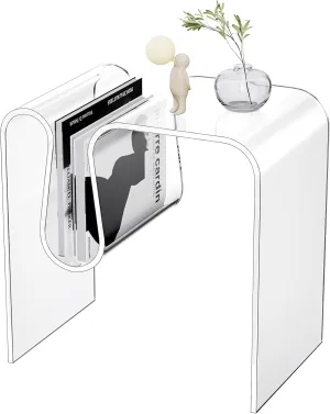 Acrylic Side Table, Small End Table for Living Room,Bedside Table for Bedroom Lucite Nightstand (1, Clear, 17.7 * 17.7 * 11.8)