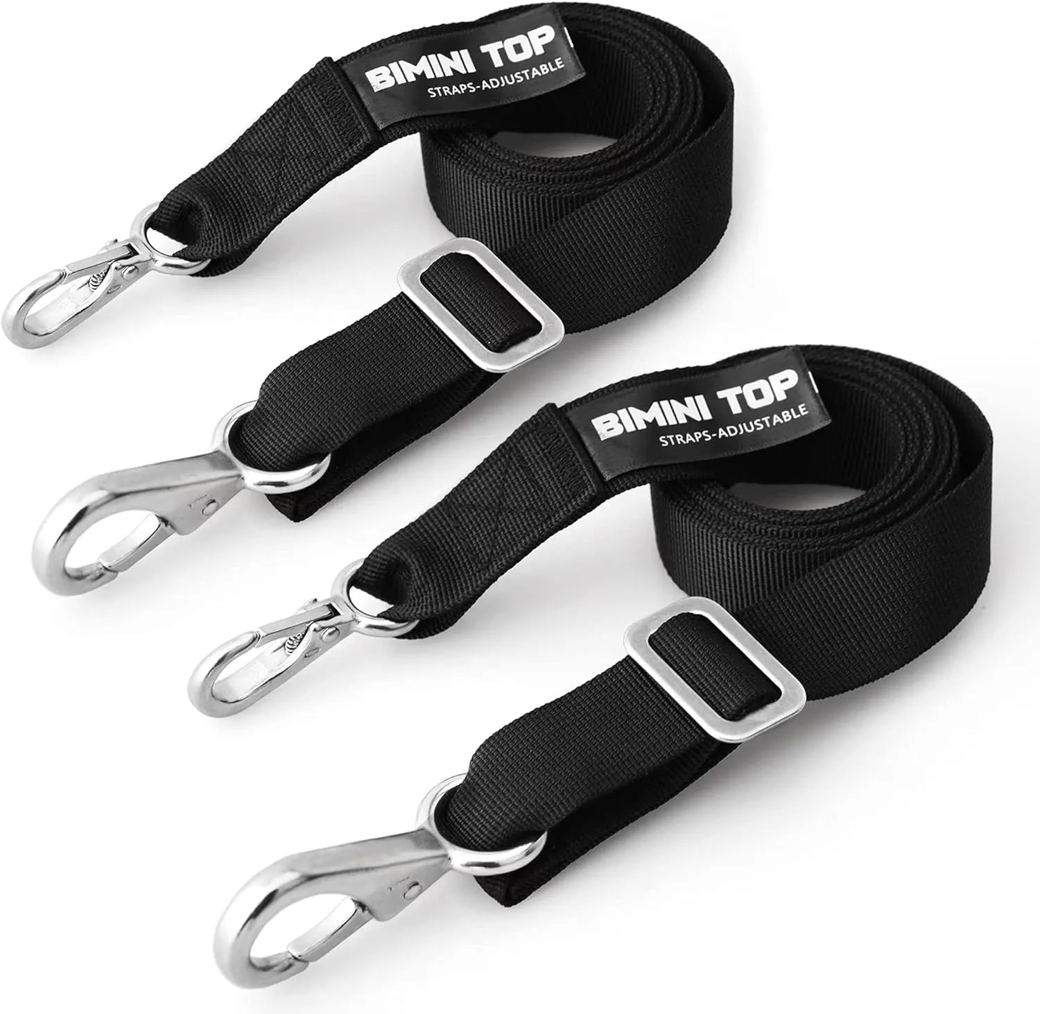 Adjustable Bimini Top Straps,Marine Awning Webbing Straps with Stainless Stee Heavy Duty Snap Hooks,Bimini Top Hardware,Marine Nylon Top Strap (Small Hook Strap) 2PCS