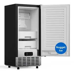 ADT undercounter Build-in Nugget ice Commercial Ice Maker Machine 66 lbs/24H Fast Ice Production with Two Ice Storage Basket, LCD Control, Stainless Steel Handle