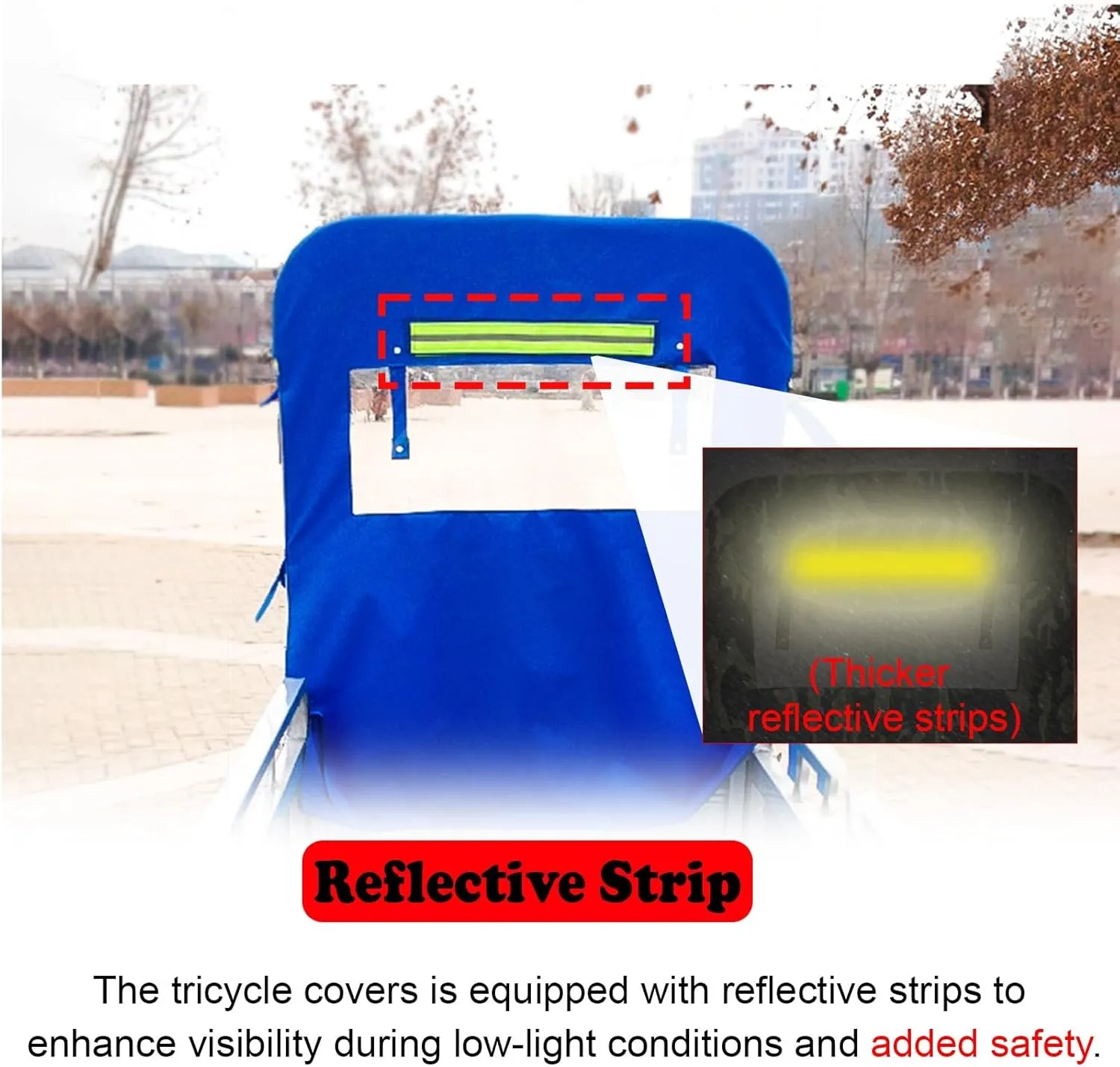Adult Tricycle Frame Canopy for Rain Sun Snow Proof, Sanbengzi Cover with Ripstop Fabric, Electric Tricycle Protective Cover with Reflective Strips(Blue,51.2ch/130cm Wide)