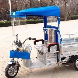 Adult Tricycle Frame Canopy for Rain Sun Snow Proof, Sanbengzi Cover with Ripstop Fabric, Electric Tricycle Protective Cover with Reflective Strips(Blue,51.2ch/130cm Wide)