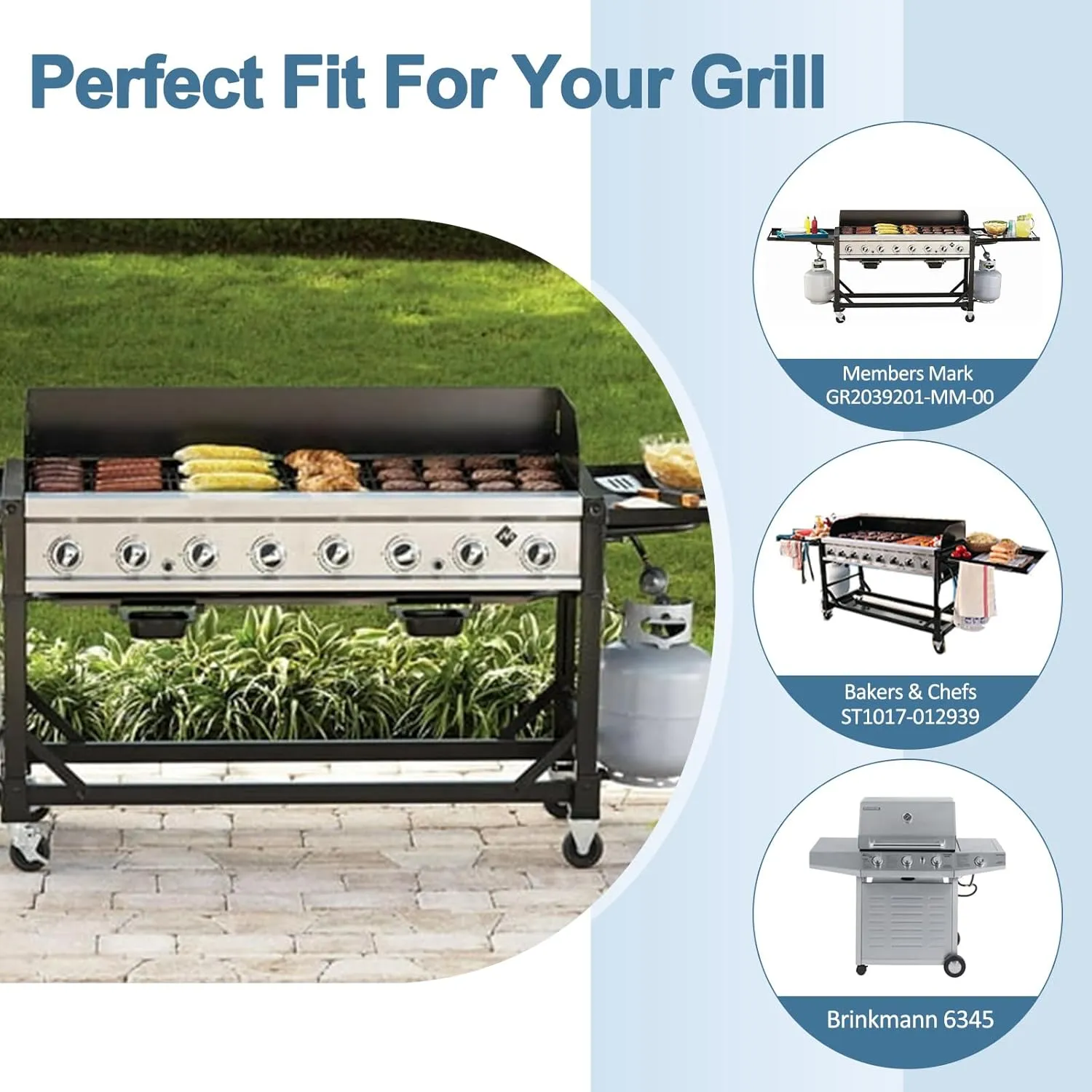 Adviace Grill Parts for Members Mark GR2039201-MM-00 & Bakers Chefs ST1017-012939 GR2039201-BC-00, Grill Grates Replacement for Members Mark Grill GR2039201-MM-00