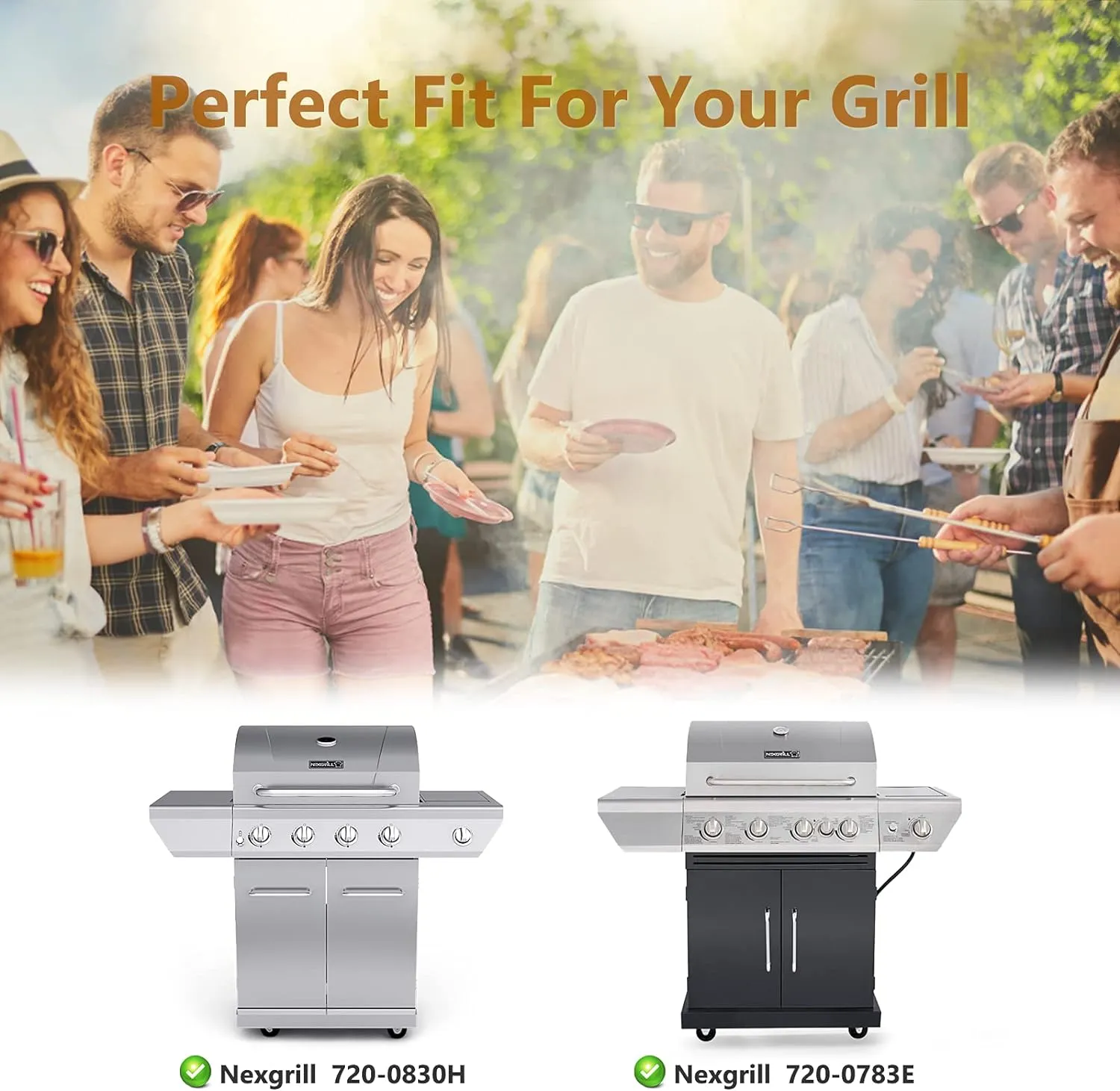 Adviace Replacement Parts for Nexgrill - 4 Pack Grill Burners and Heat Plates Shield for Home Depot Nexgrill 4 Burner 720-0830H, 720-0864, 720-0864M Gas Grills